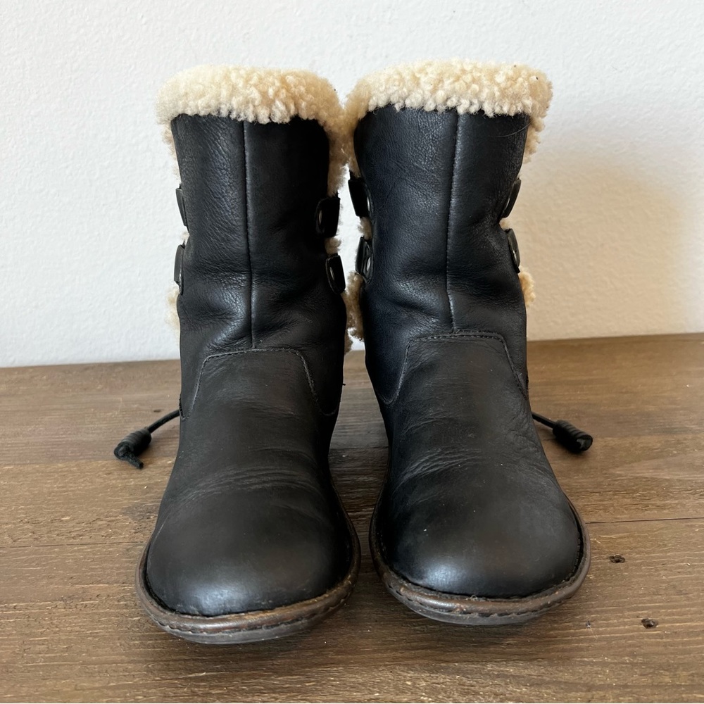 Women's Black Shearling-Lined Winter Ankle Boots - Picture 4 of 13